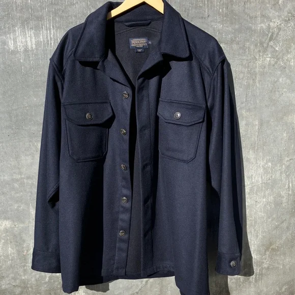 Rare! Pendleton Navy Wool/Cashmere Blend Shirt Jacket - Picture 9 of 10